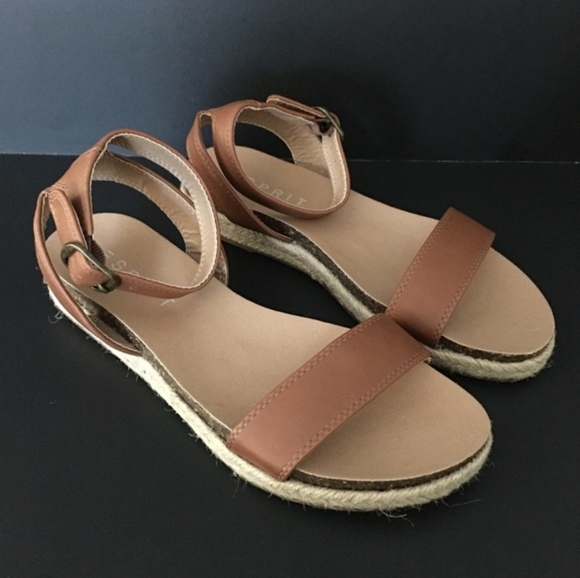 Esprit Jenna Espadrille Sandals Brown Open Toe Buckle Adjustable Ankle Strap - Picture 3 of 8